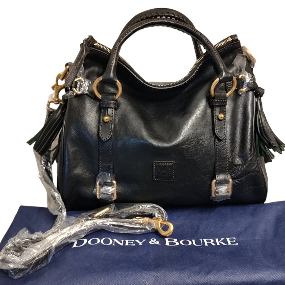 DOONEY & BOURKE Florentine Leather Small Satchel Crossbody Bag NWOT Black - Picture 5 of 16